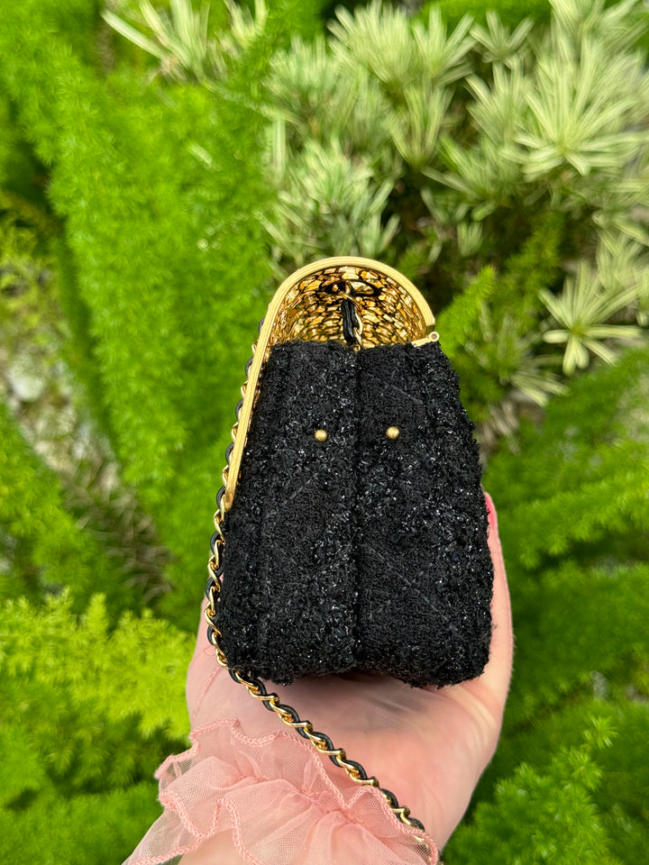 Chanel 2022 Limited Edition Tweed Mini Cage Minaudiere Crossbody