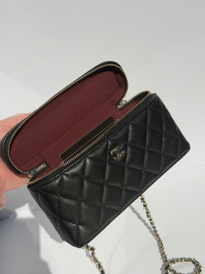 Chanel 25C Black LP Caviar Slim Vanity Bag