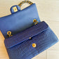 Chanel Navy Blue Matte Alligator Medium Classic Flap Bag
