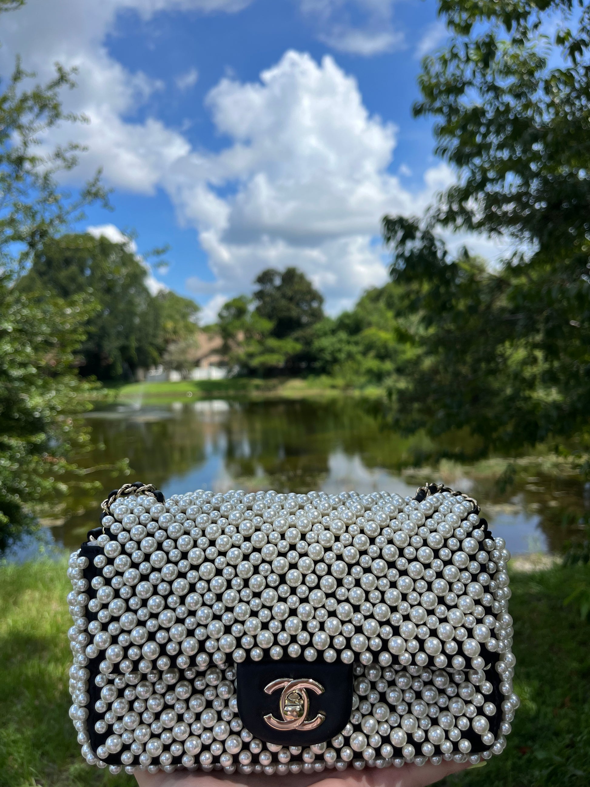 Chanel Pearl Embellished Mini Rectangular Flap Bag – Its A Luv Story