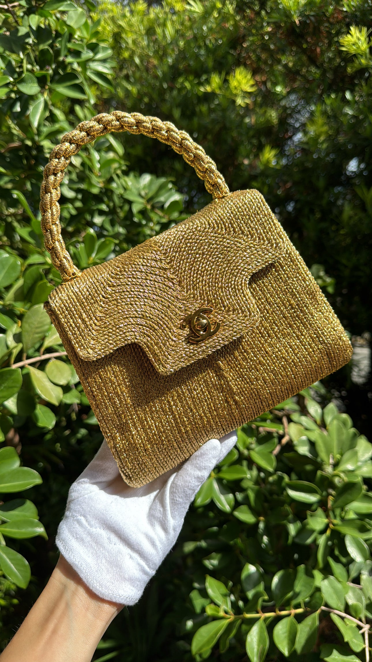 Chanel 1997 Silk Rope Gold Mini Top Handle