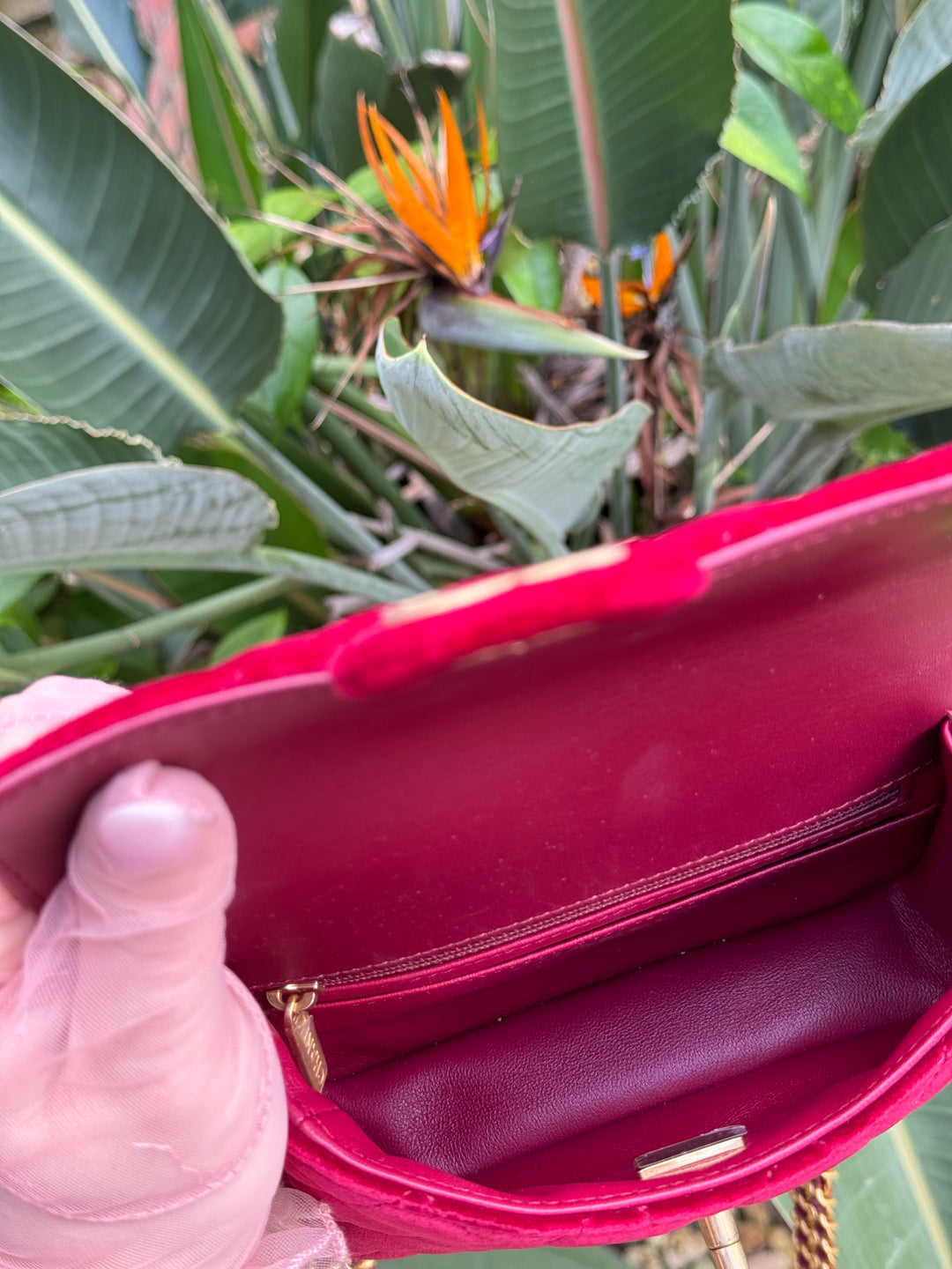 Chanel Red Mini Velvet Enamel Flap Bag