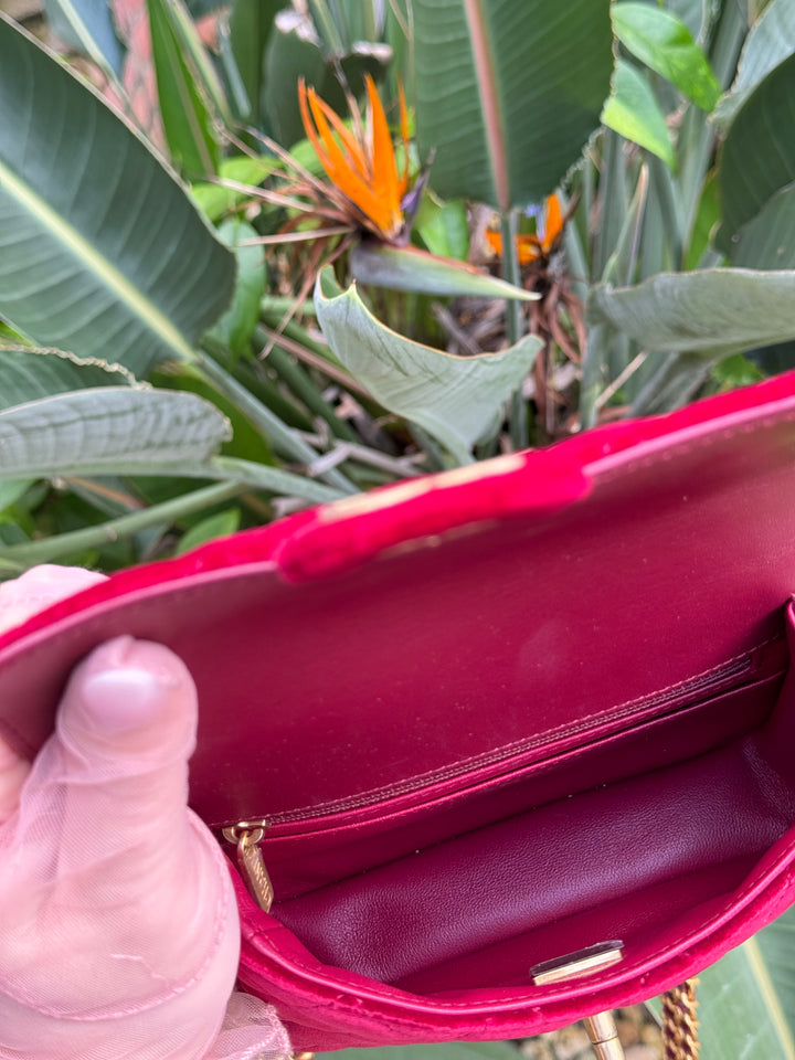 Chanel Red Mini Velvet Enamel Flap Bag