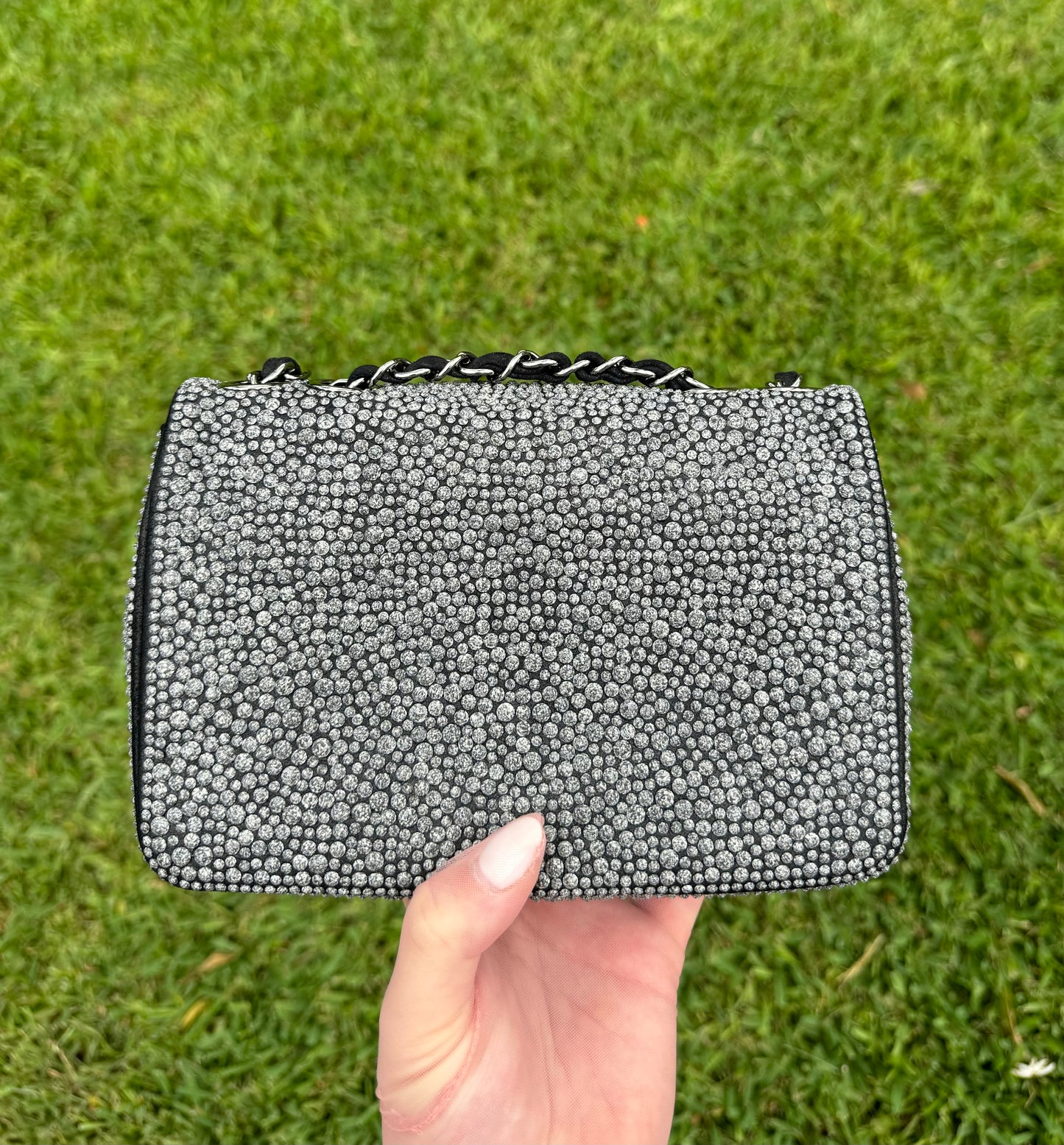 Chanel 2014 Grey Crystal Mini Flap