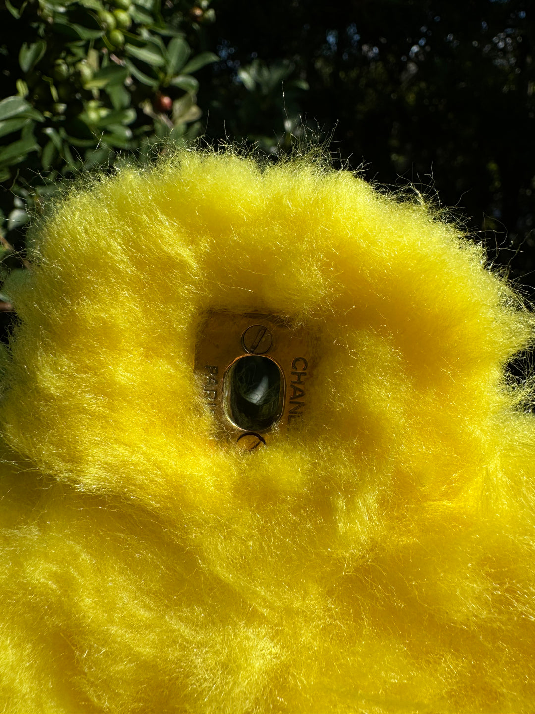 Chanel RARE Yellow 1994 Faux Fur Kelly