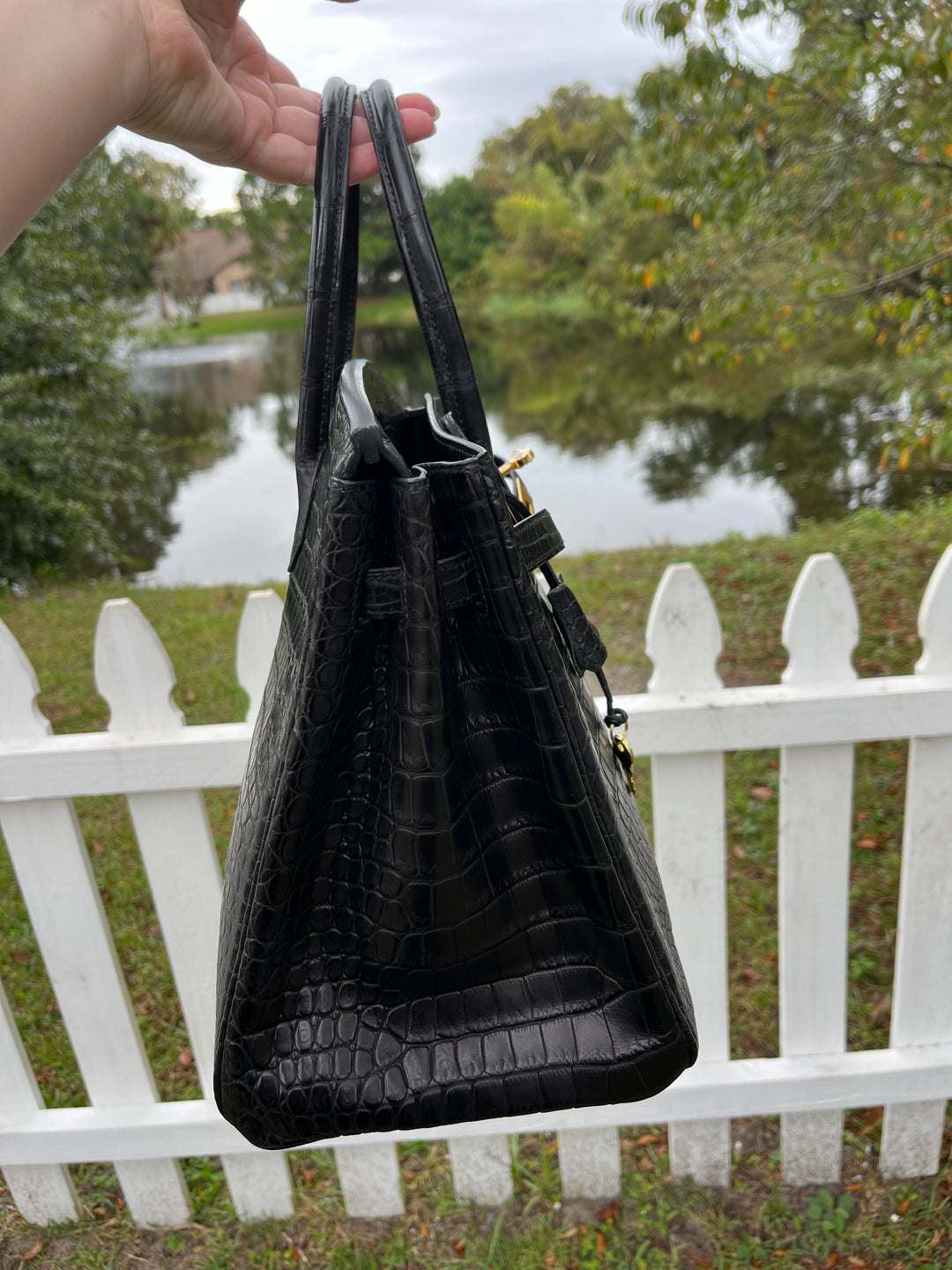 Hermes Black Matte Croc Birkin 35 GHW