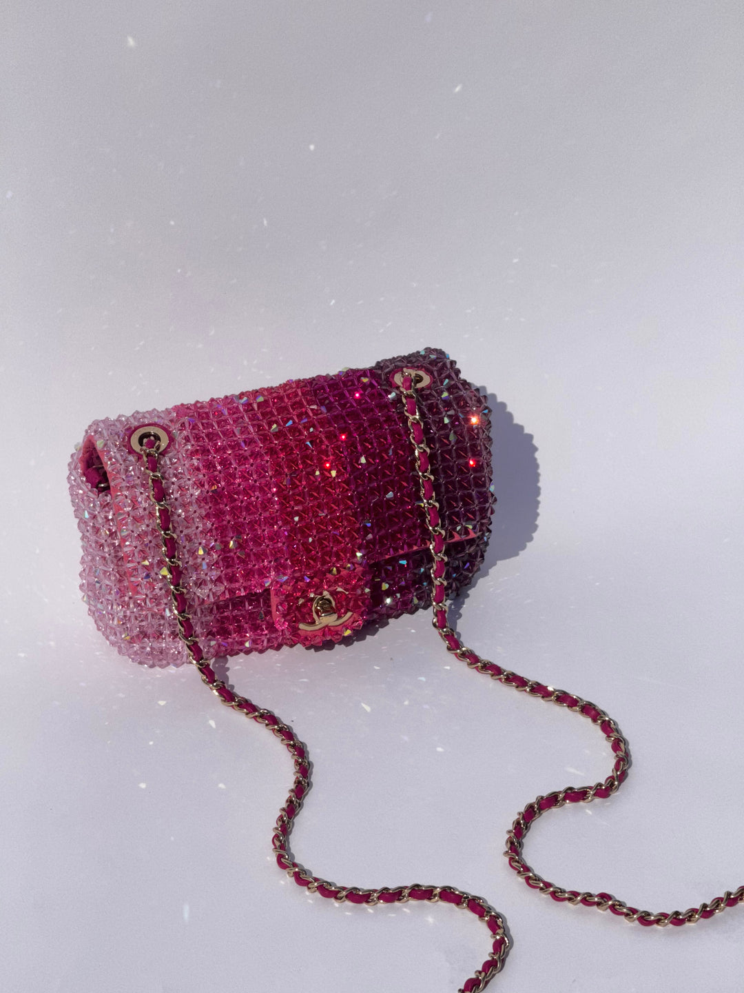 Chanel Pink Ombre Crystal Mini Flap