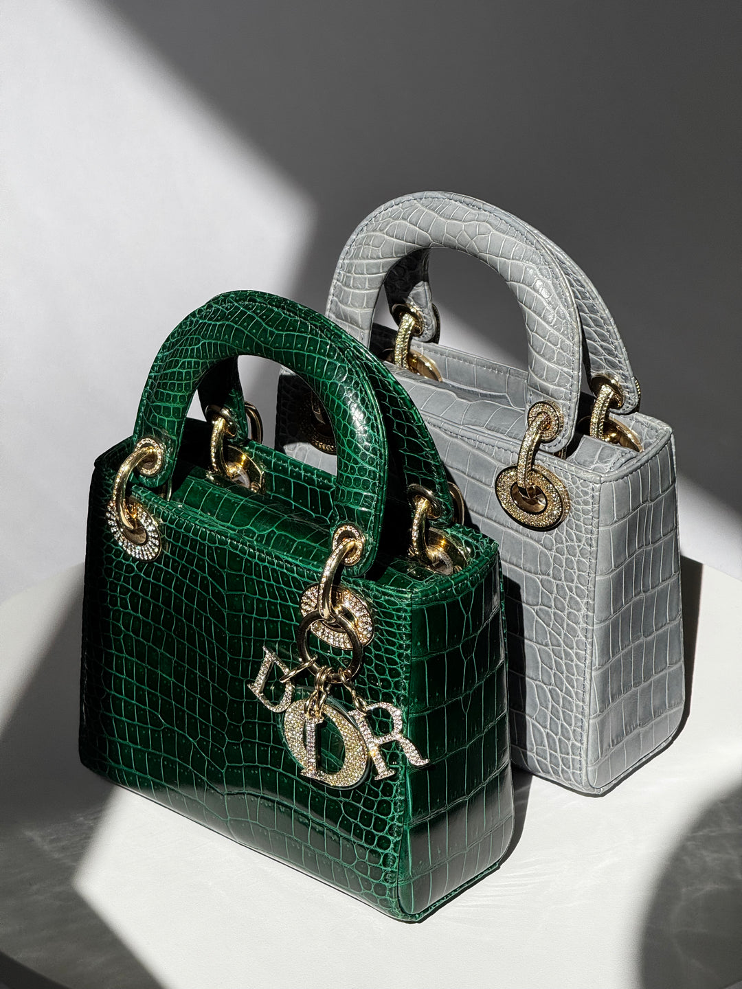 Lady Dior Emerald Crocodile Mini Top Handle