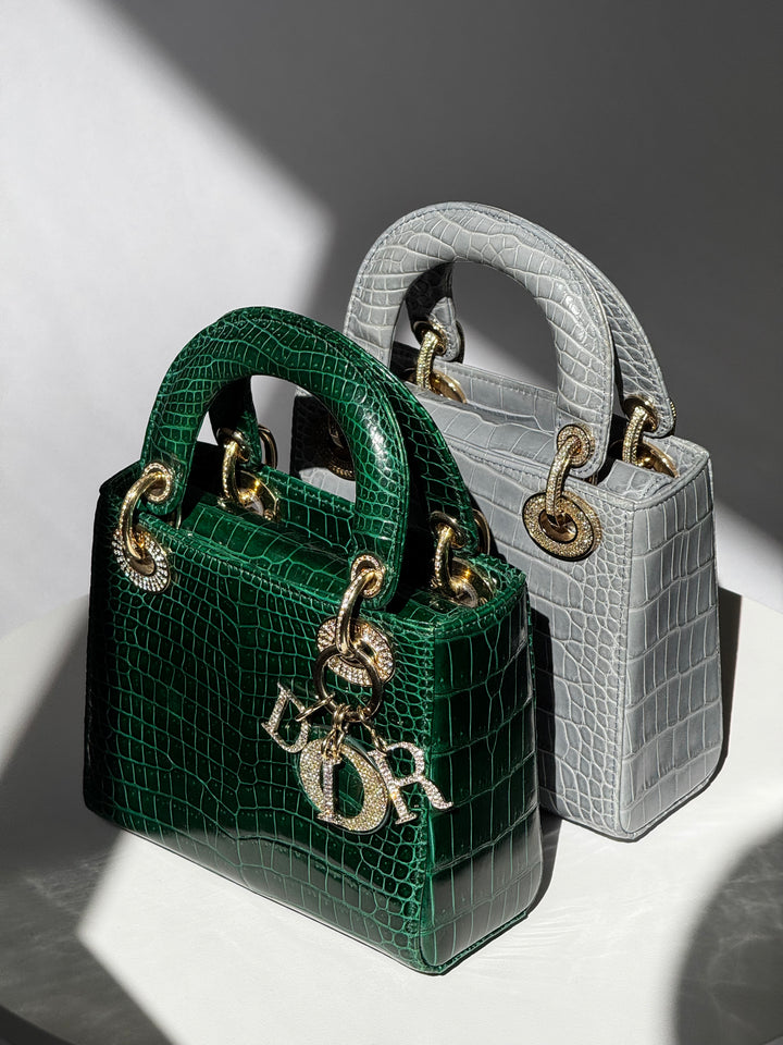 Lady Dior Emerald Crocodile Mini Top Handle