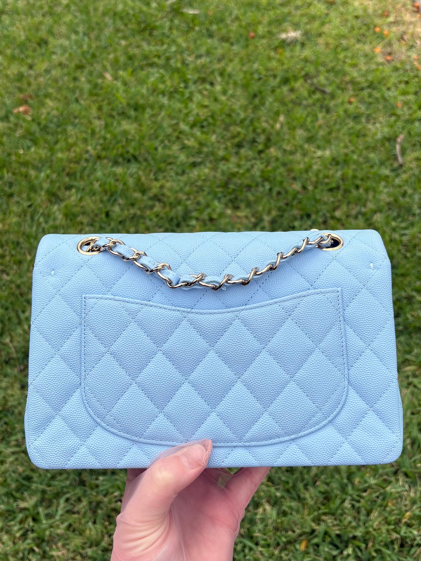 Chanel 23P Light Blue Small Caviar Double Flap