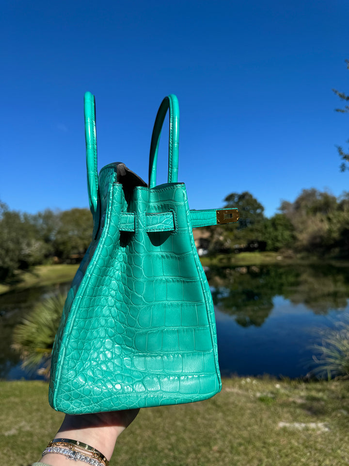 Hermes Matte Croc Blue Paon Birkin 30