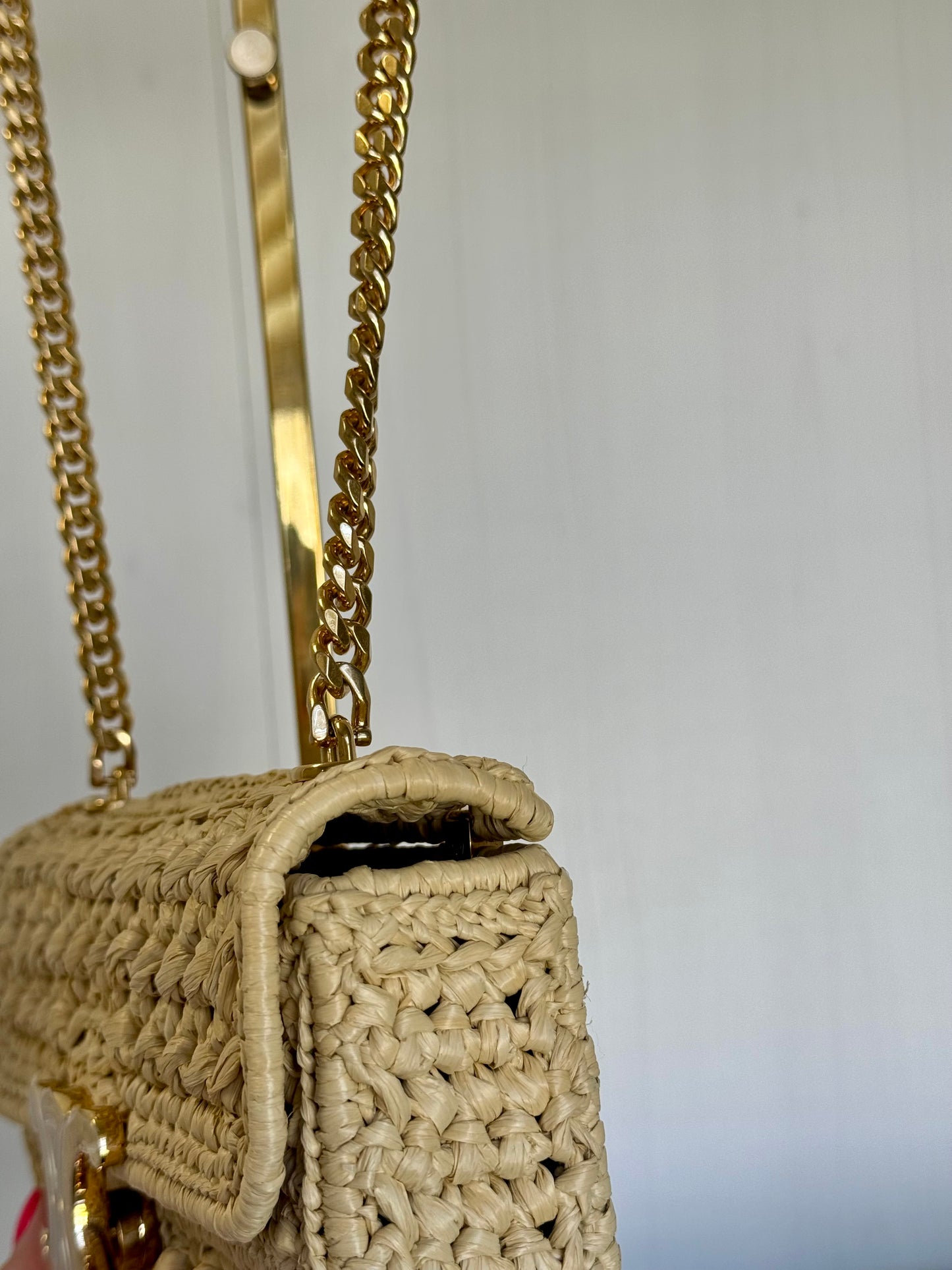 Celine 2023 Raffia Chain Shoulder Bag