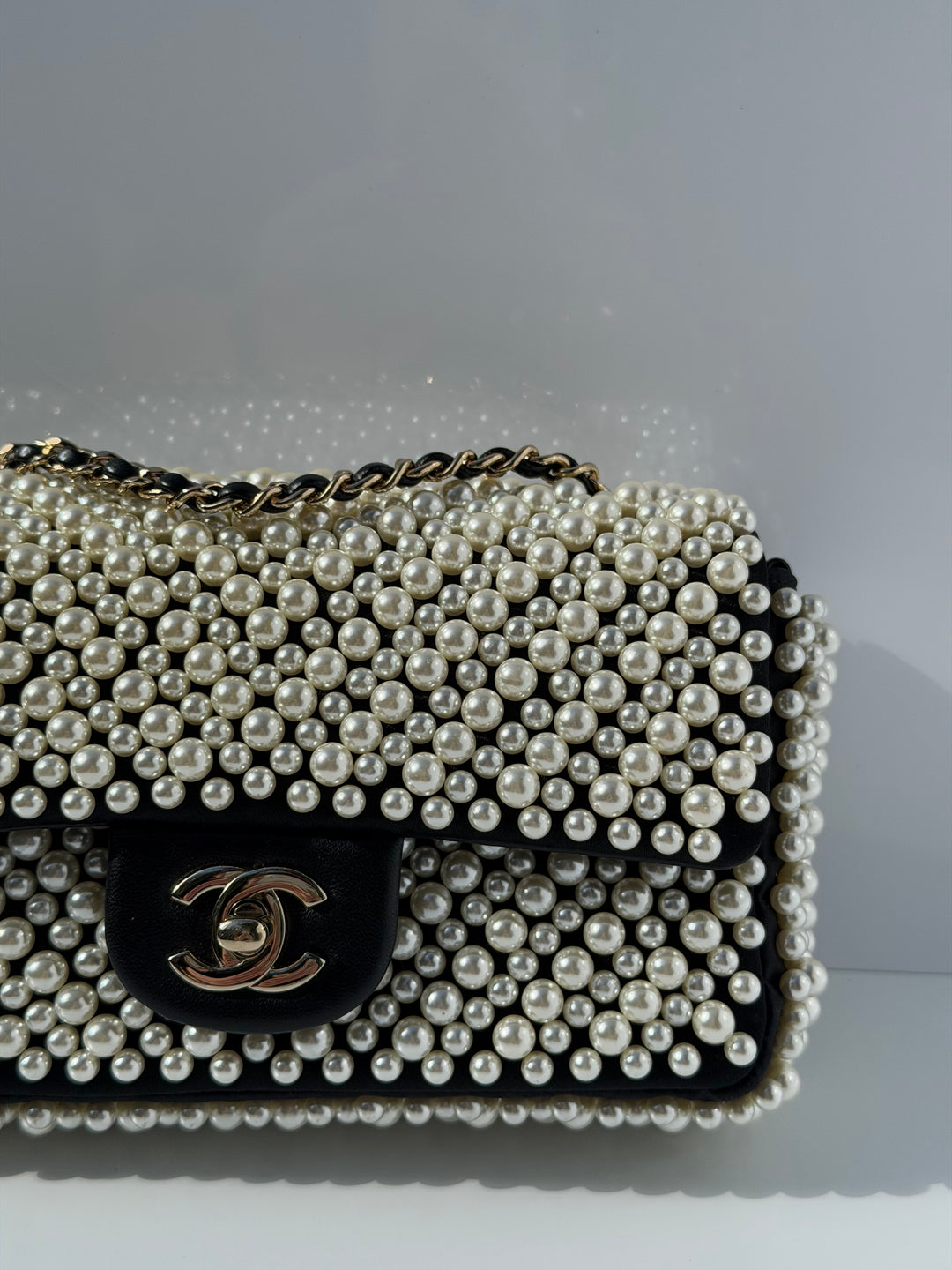 Chanel 19S Pearl Embellished Mini Rectangular Flap Bag