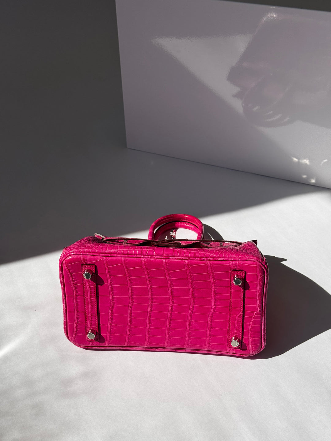 Hermès Birkin 25 Matte Alligator Rose Shocking Palladium Hardware 2019