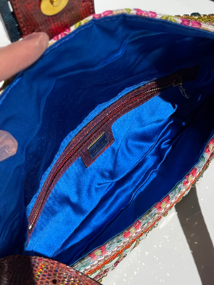 Fendi RARE Embellished Mixed Media Baguette