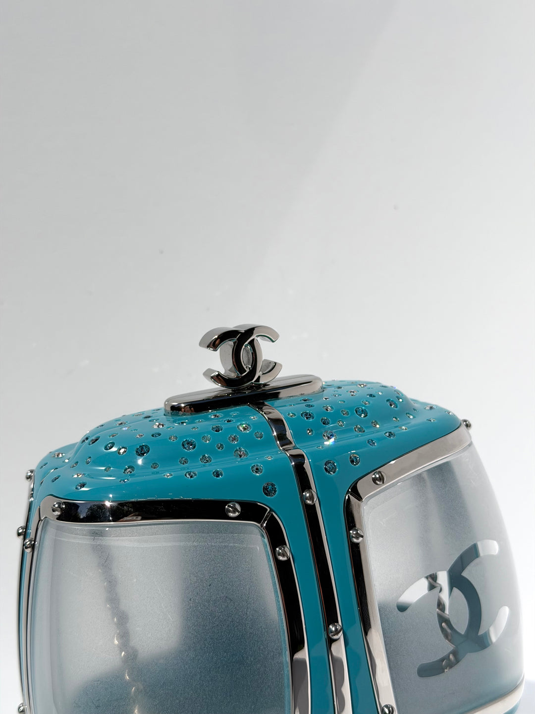 Chanel Ski Gondola Swarovski Minaudière Blue Silver Hardware 2019