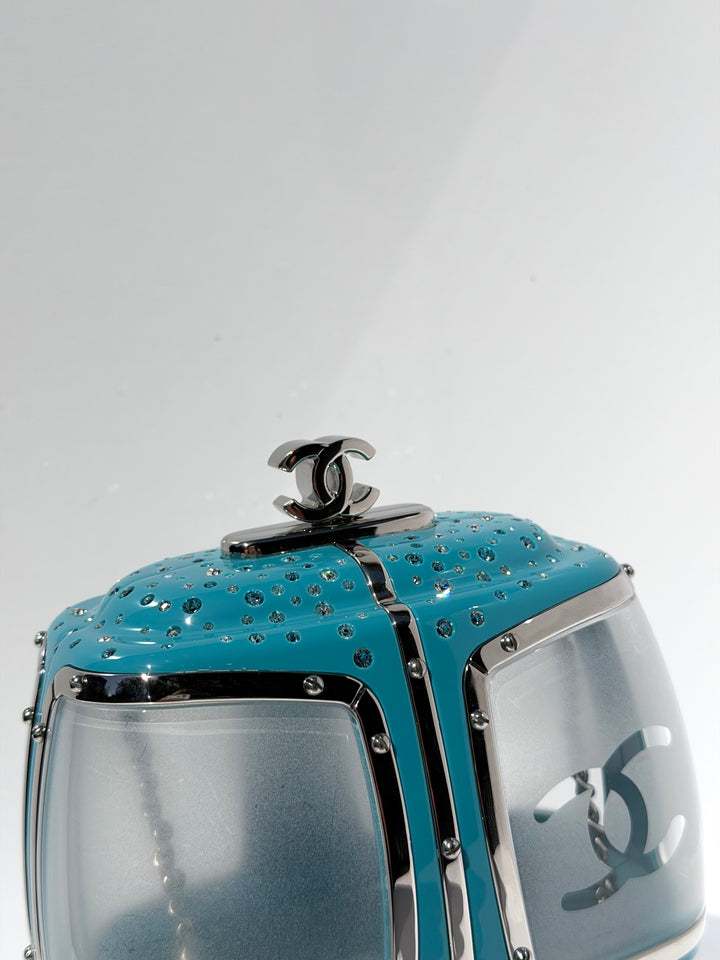 Chanel Ski Gondola Swarovski Minaudière Blue Silver Hardware 2019