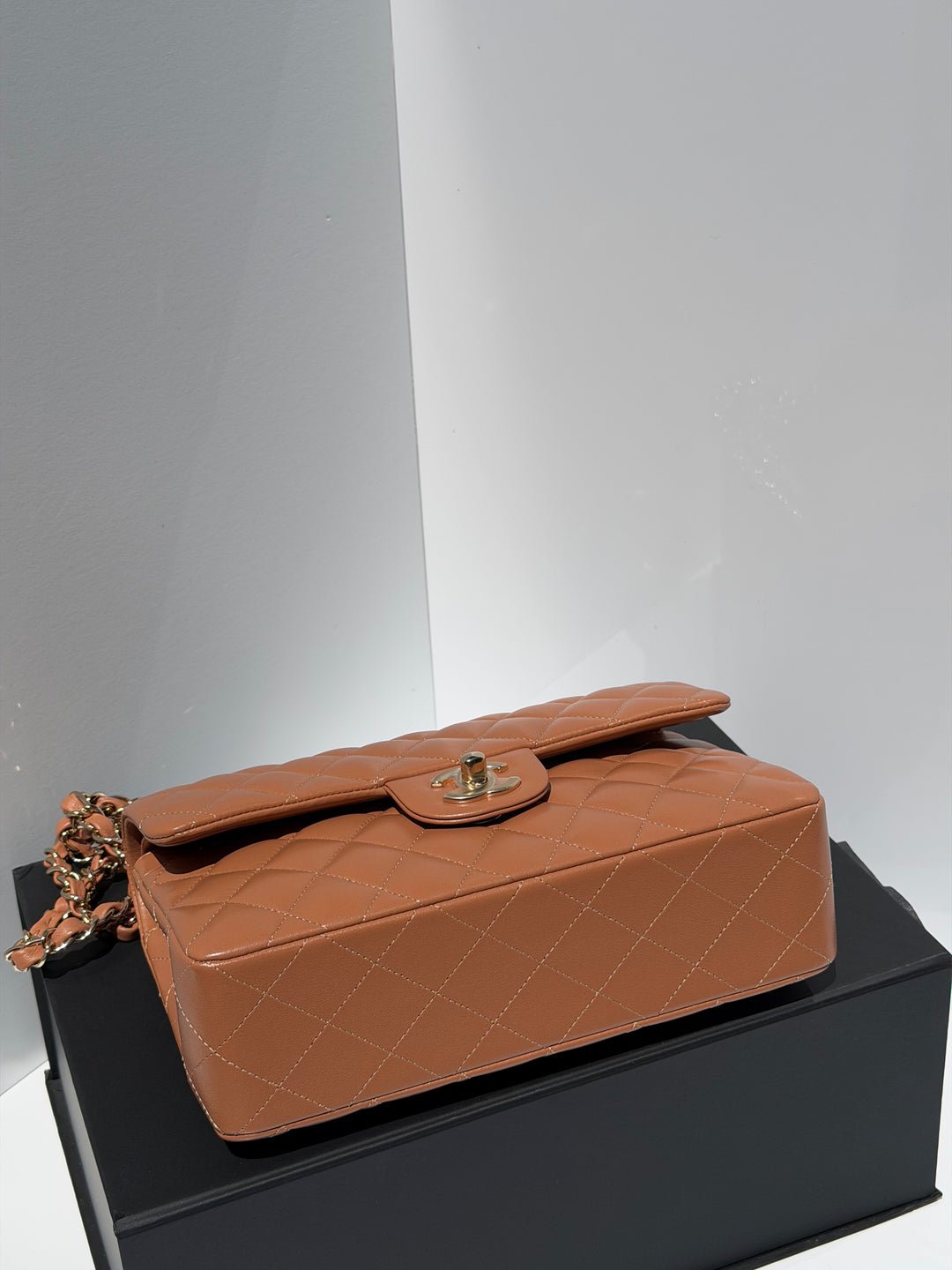 Chanel Small Classic Flap Bag Lambskin Caramel Light Gold Hardware 2022