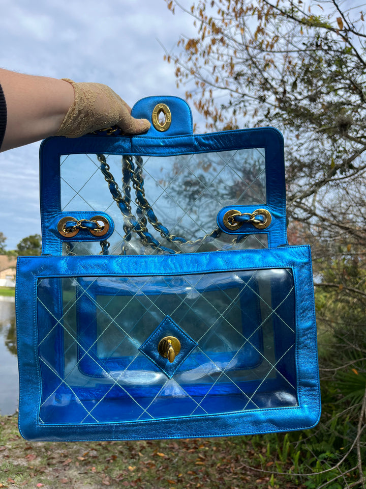 Chanel Iridescent PVC Maxi Lambskin Flap Bag