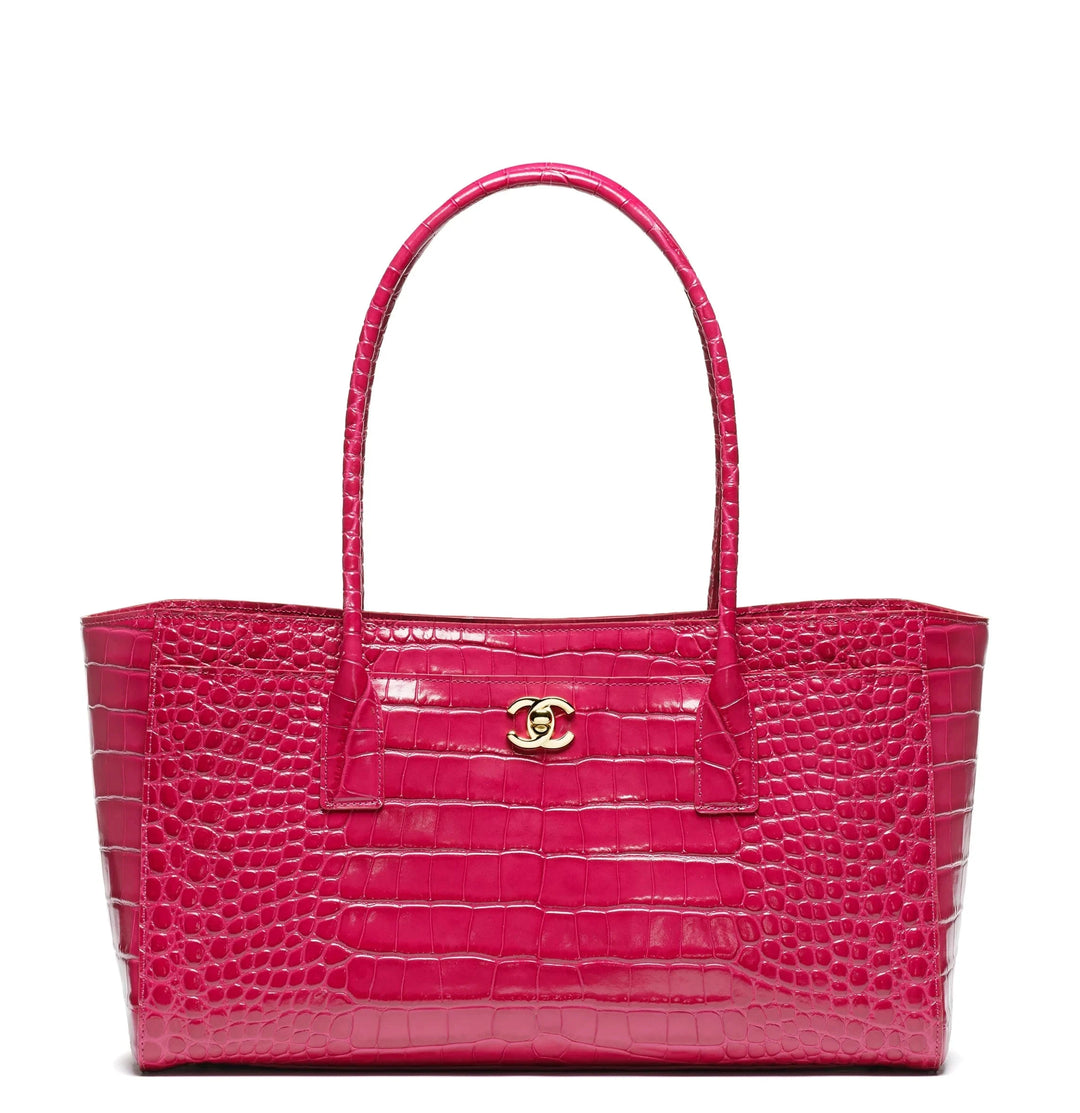 Chanel Small Shopping Bag Crocodile Embossed Calfskin Pink 2026