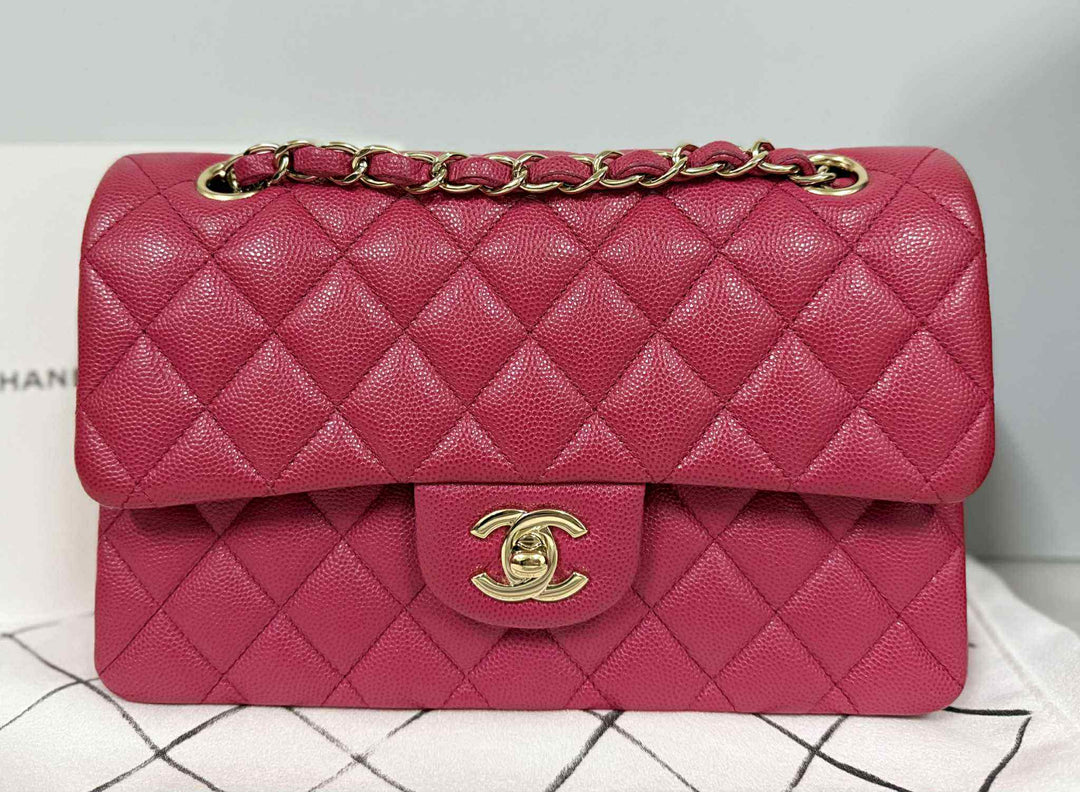 Chanel Dark Pink Small Caviar Classic Flap