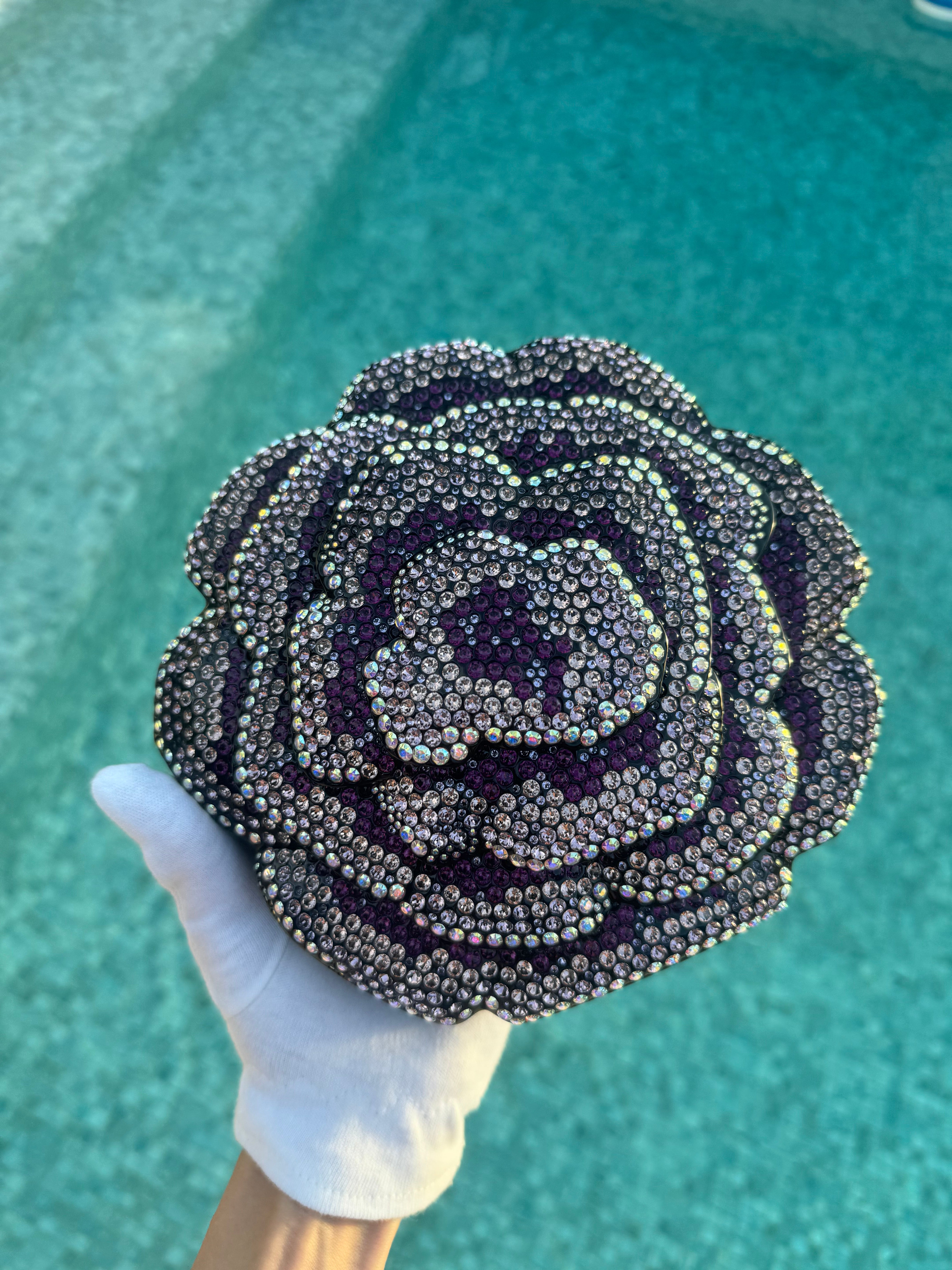 Chanel Runway Purple Strass Camelia Minaudiere – Its A Luv Story