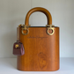 Salvatore Ferragamo Vintage Gancini Wooden Bucket Bag + Coin Pouch