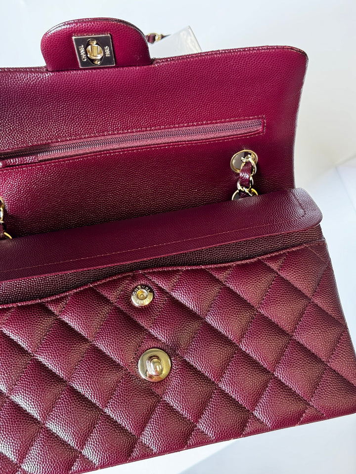 Chanel 21b Small Burgundy Caviar Double Flap