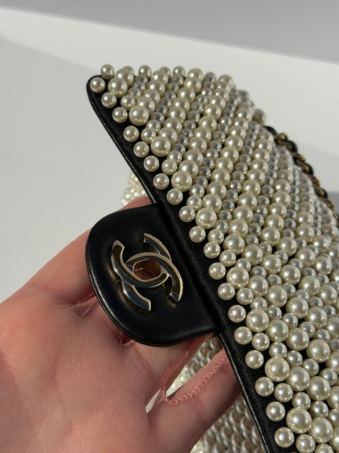 Chanel 19S Pearl Embellished Mini Rectangular Flap Bag