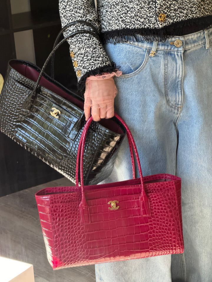 Chanel Small Shopping Bag Crocodile Embossed Calfskin Pink 2026