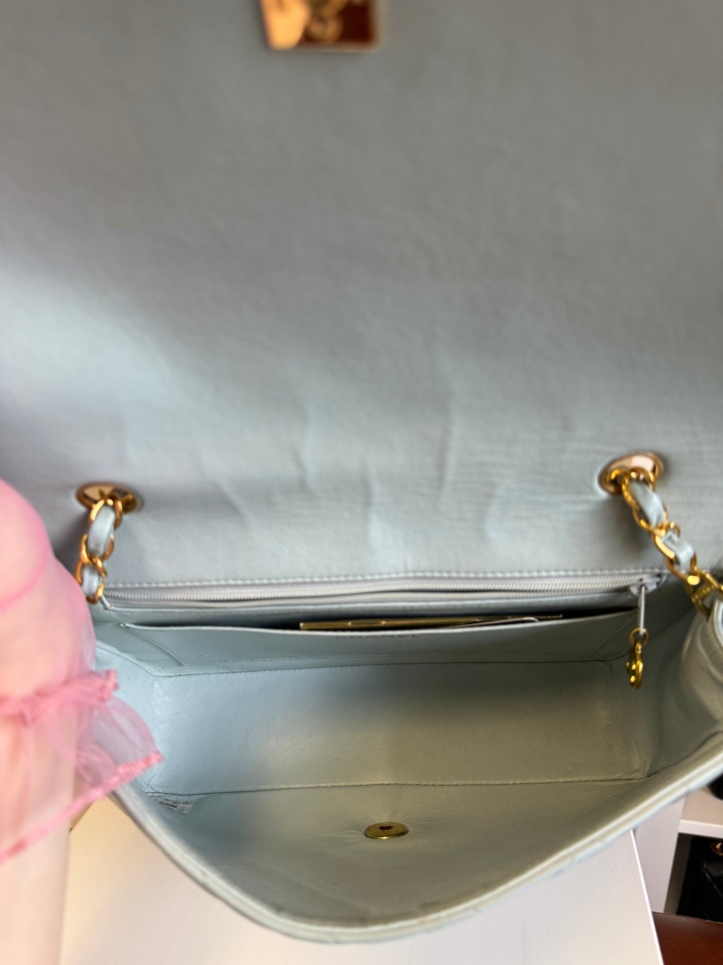 Chanel Baby Blue 24K Medium Lambskin Diana Flap Bag