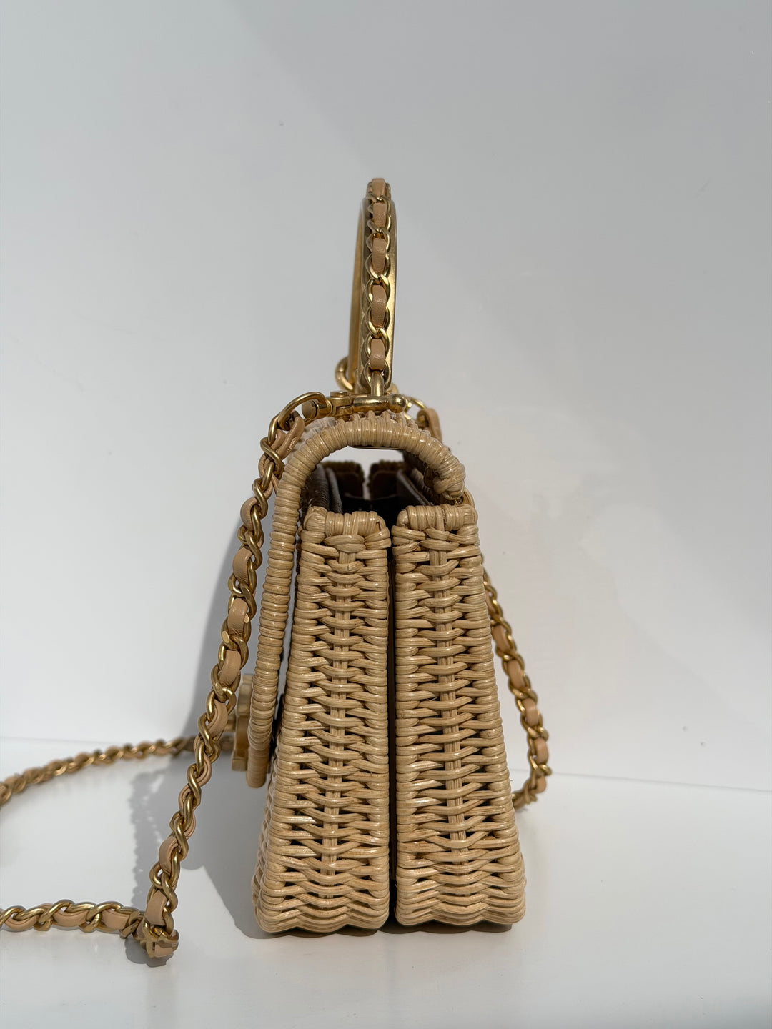 Chanel Braided Mini CC Top Handle Tan Rattan Gold Hardware 2025/26 Cruise