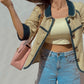 Chanel 2007 Spring Ecru & Denim Trim CC Jacket