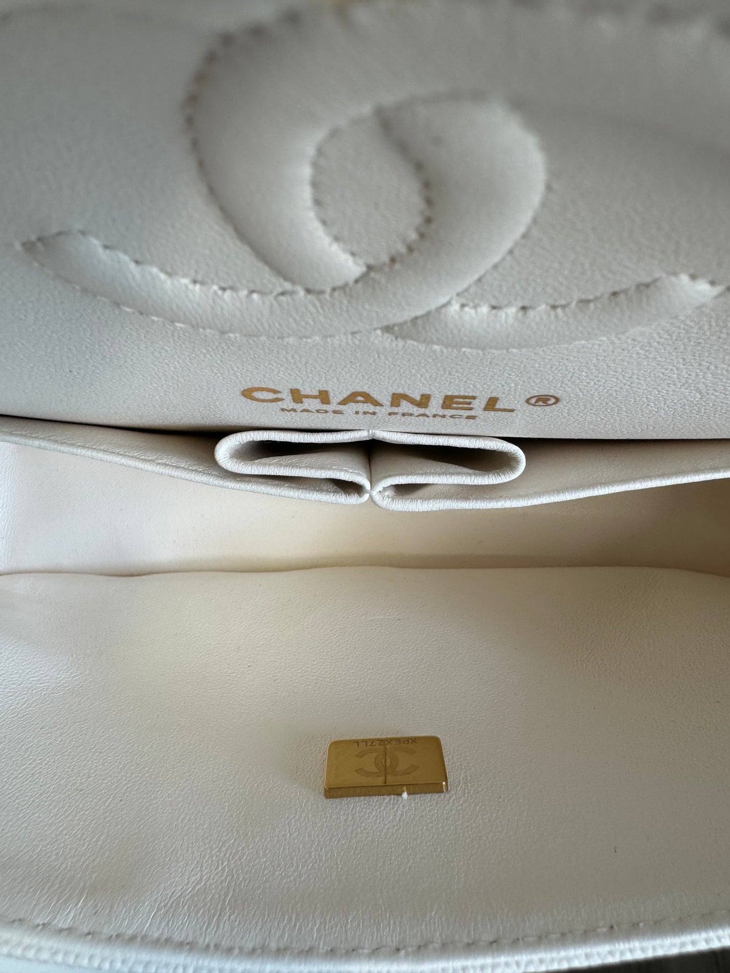 Chanel White Small Caviar Classic Flap Bag