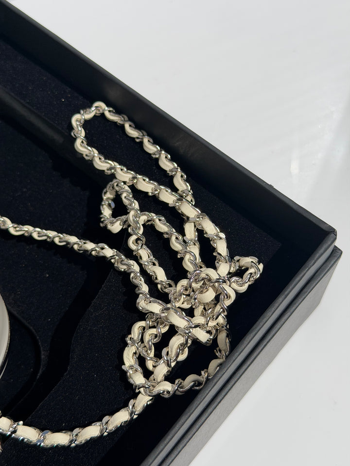 Chanel Ski Gondola Swarovski Minaudière White Silver Hardware 2019