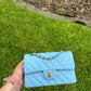 Chanel 23A Small Caviar Sky Blue Double Flap