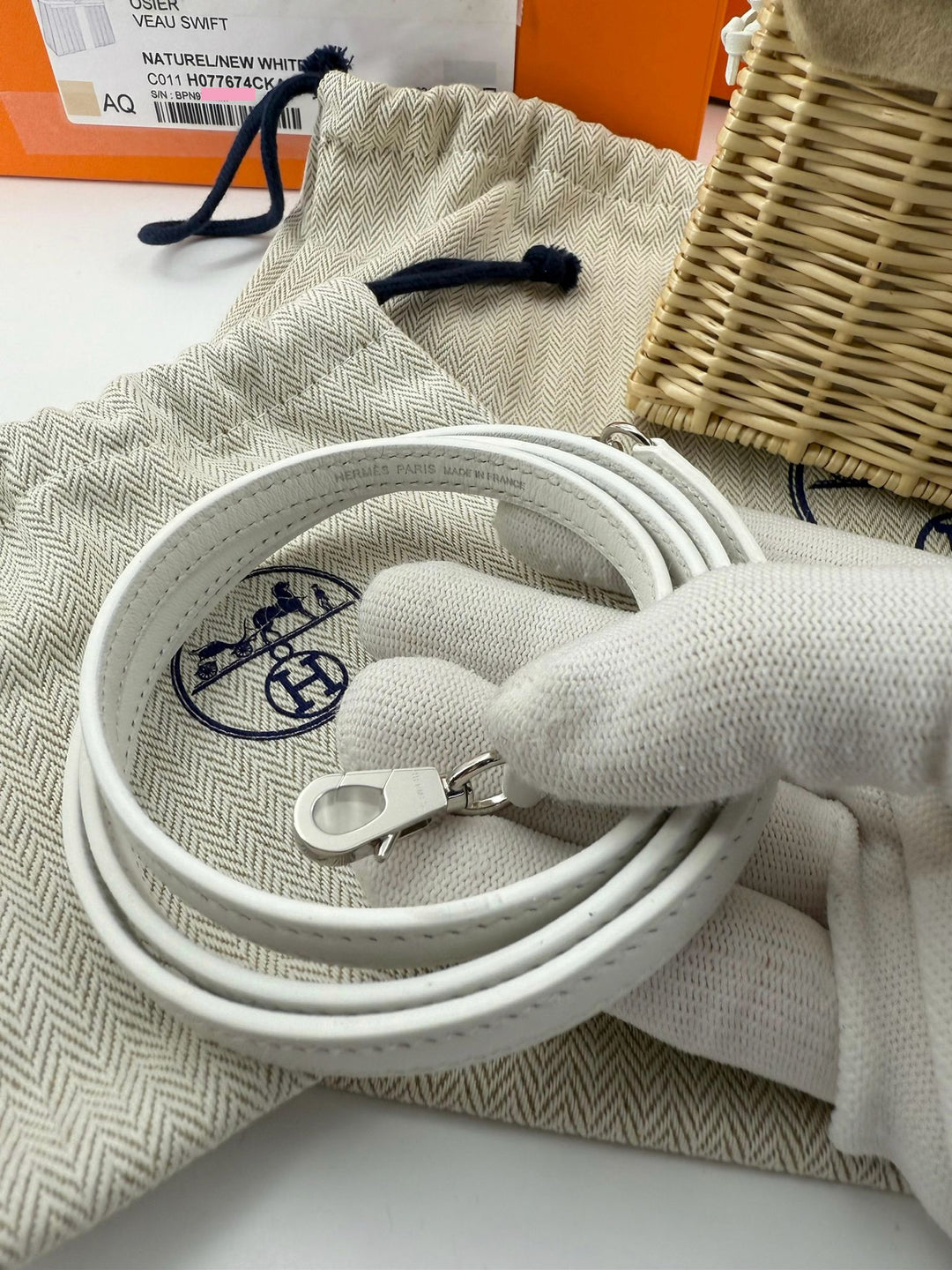 Hermès Mini Kelly Picnic Wicker New White Palladium Hardware 2023