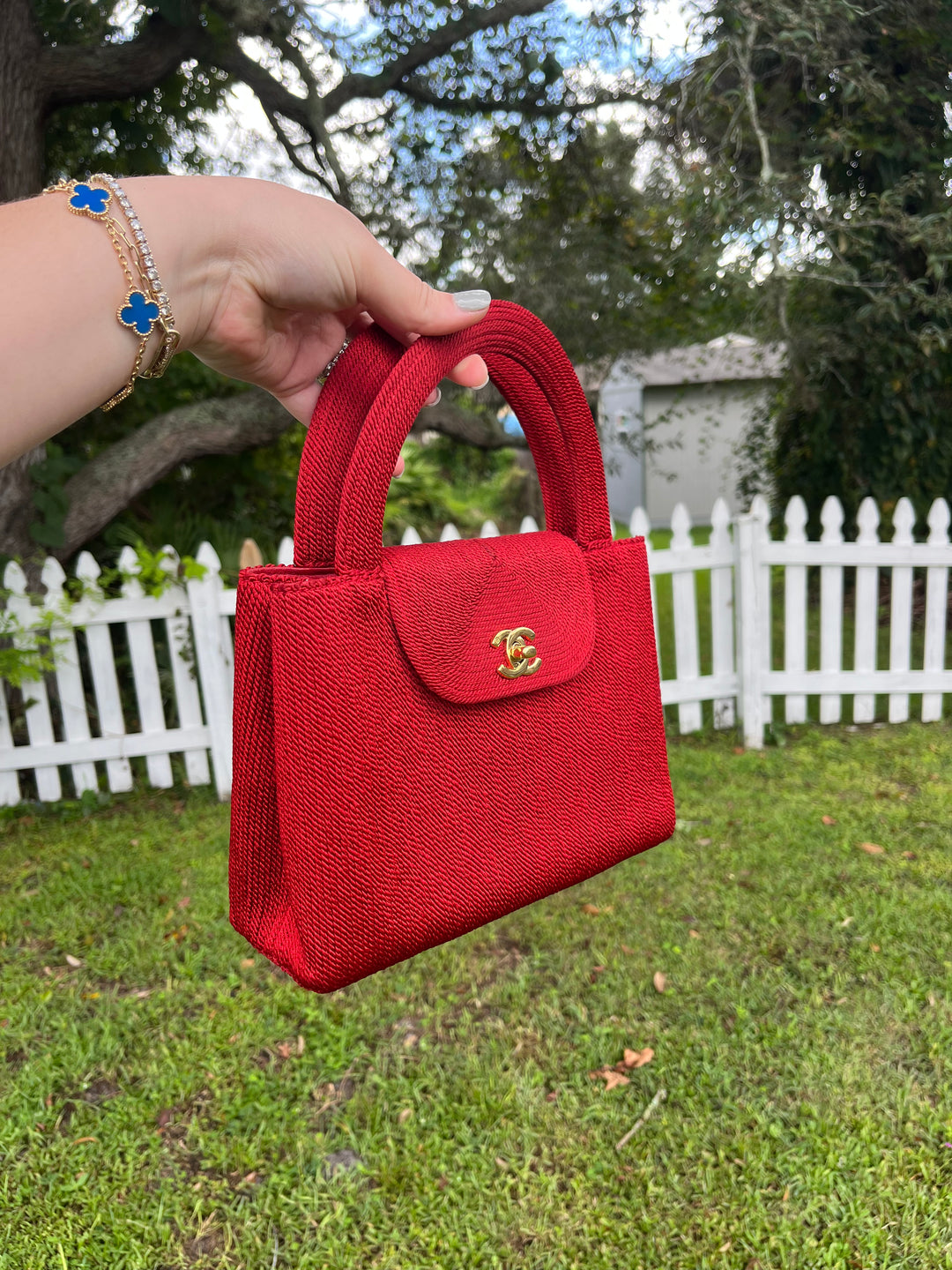 Chanel Vintage Medium Red Rope Kelly Top Handle