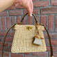 Fendi Peekaboo ISeeU Petite Sand Raffia Bag + Fendi Charm