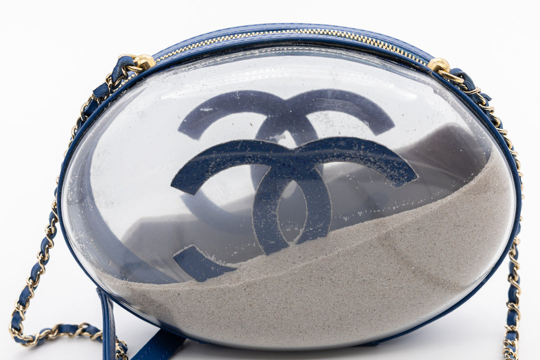 Chanel Sandbag Minaudière Blue PVC Gold Hardware 2019