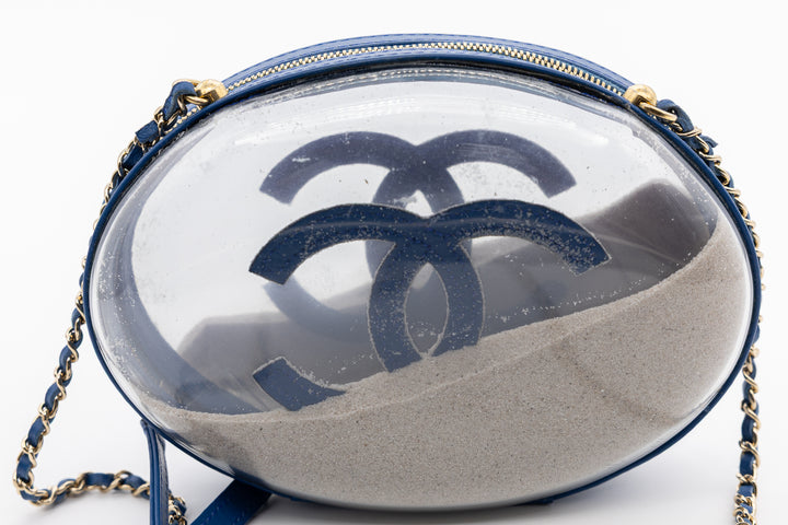 Chanel Sandbag Minaudière Blue PVC Gold Hardware 2019