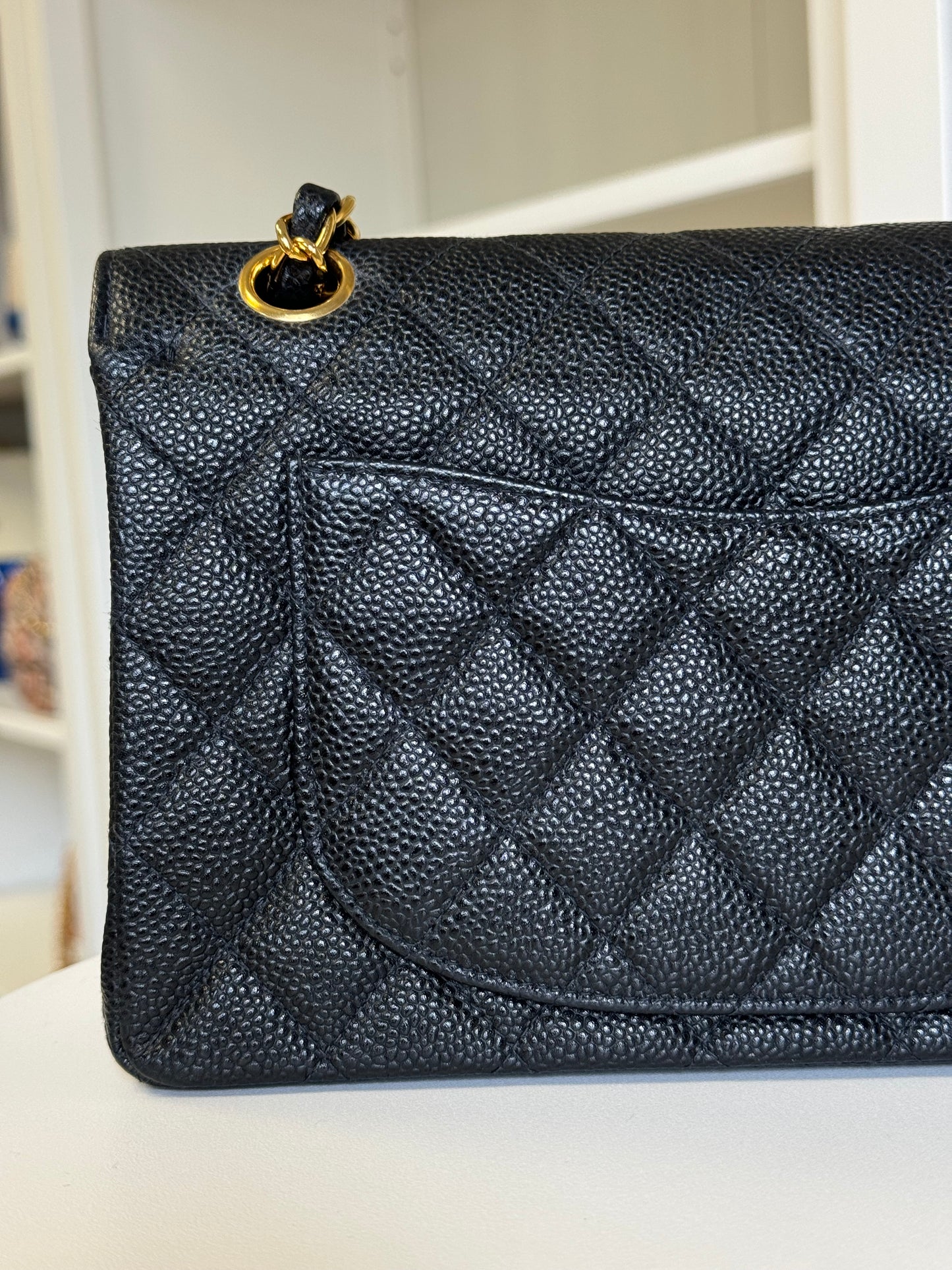 Chanel 6 Series Black Small Vintage Caviar Classic Flap Bag