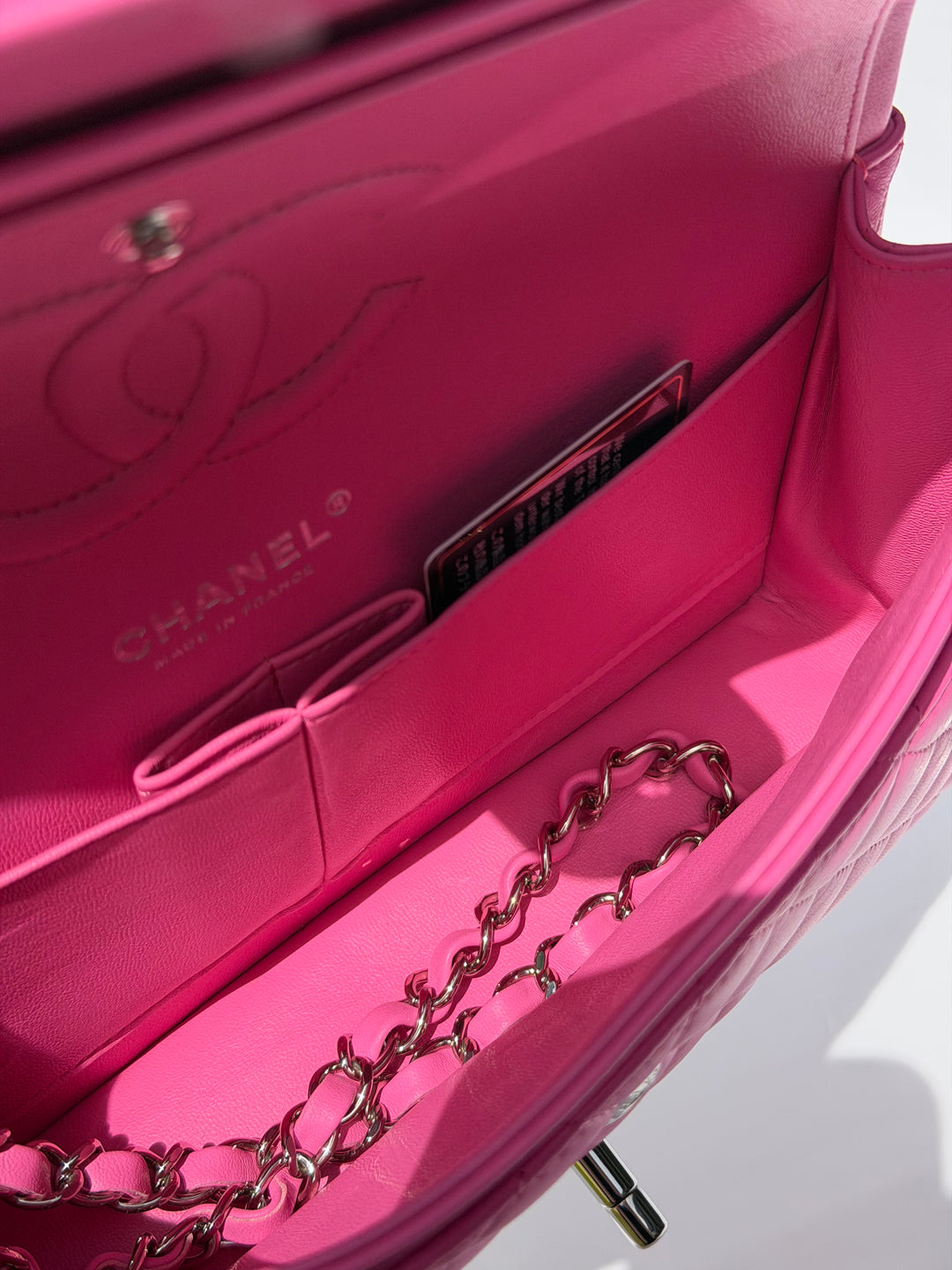 Chanel 21S Medium Classic Flap Lambskin Pink Silver Hardware