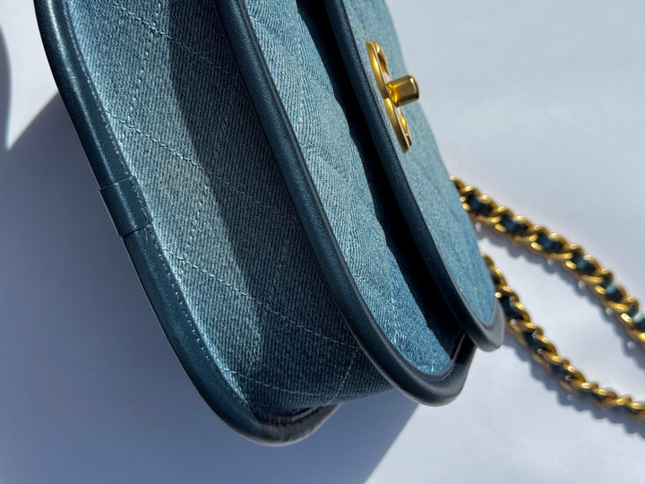 Chanel Denim Small Messenger Crossbody Bag