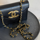 Chanel 1991 Black Lizard CC Envelope Flap Bag