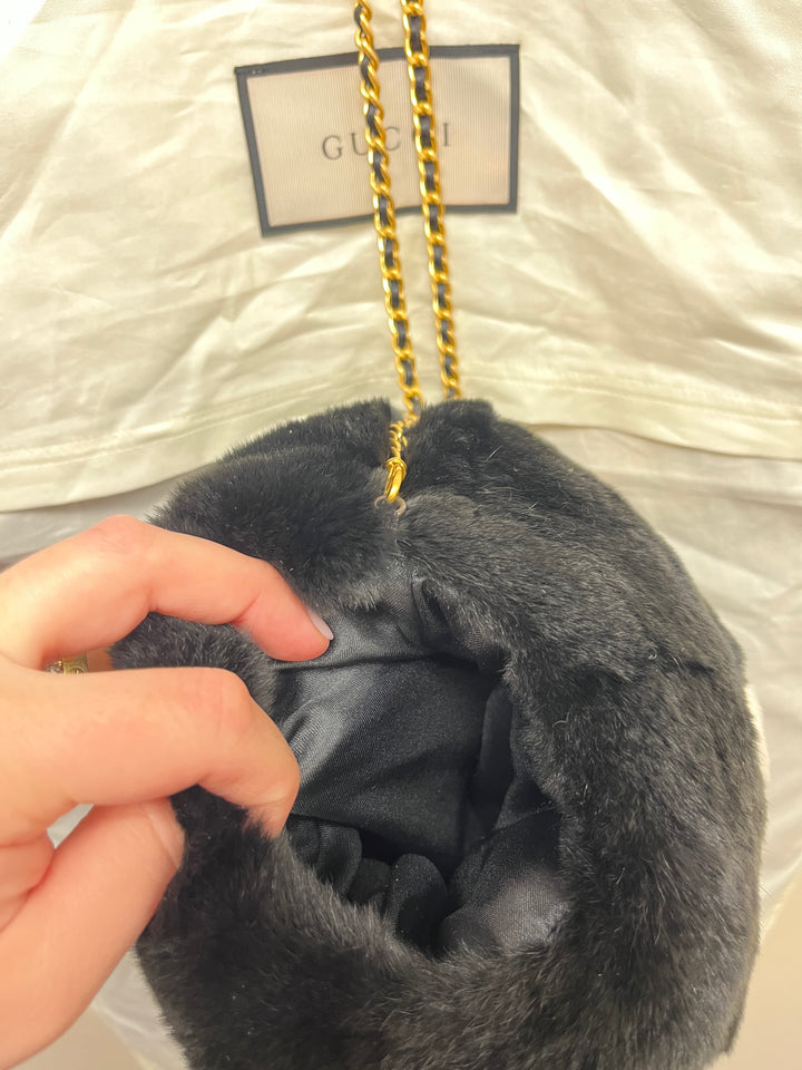 Rare Vintage Chanel Rabbit Lapin Fur Muff Bag Hand Warmer