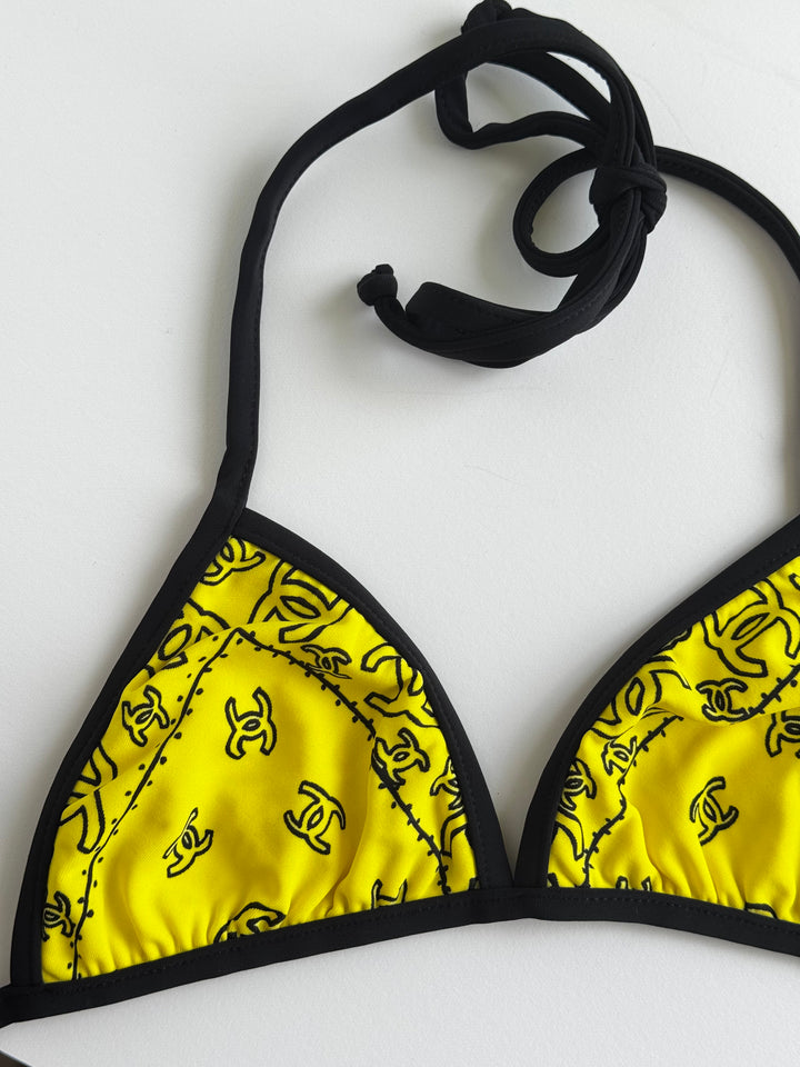 Chanel Spring/Summer 1994 Vintage Yellow Logo Bikini