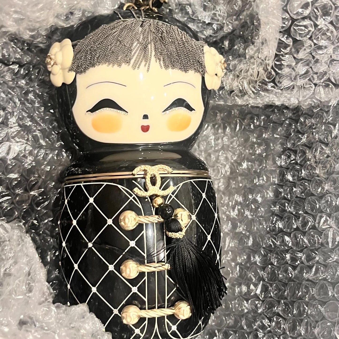 Chanel Black Plexiglass & Enamel Paris-Shanghai China Doll Minaudière