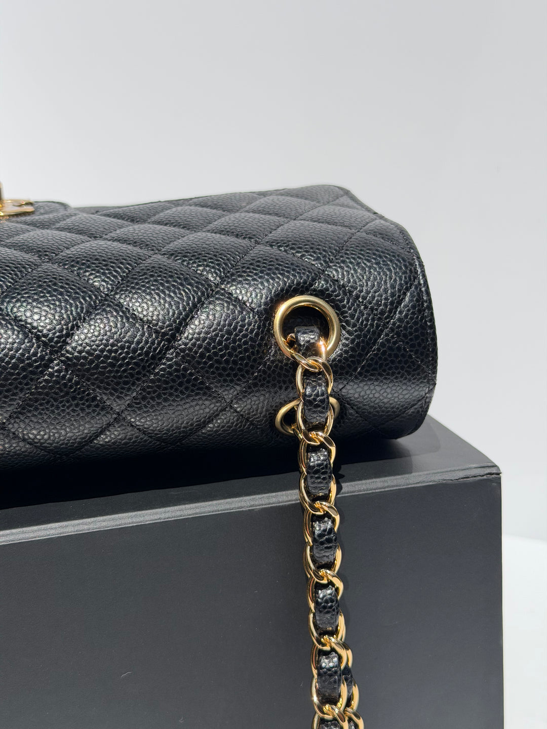 Chanel Medium Classic Double Flap Caviar Black Gold Hardware 2018
