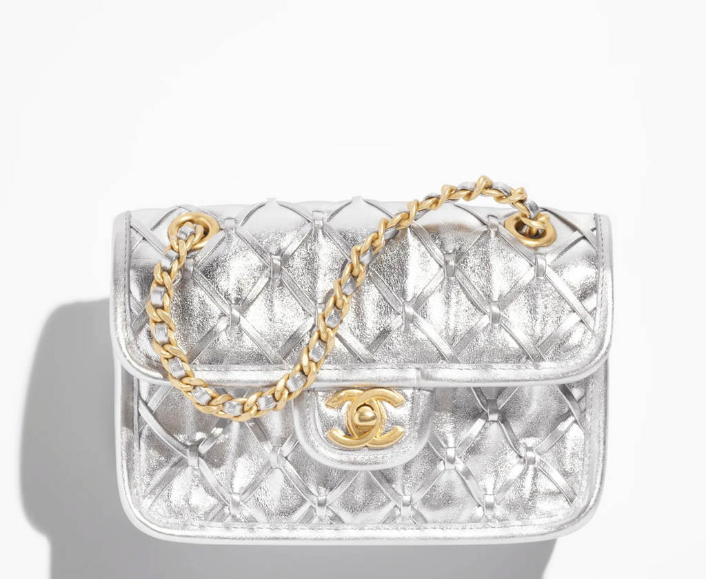 Chanel Silver Metallic Mini Braided Calfskin Flap Bag – Its A Luv